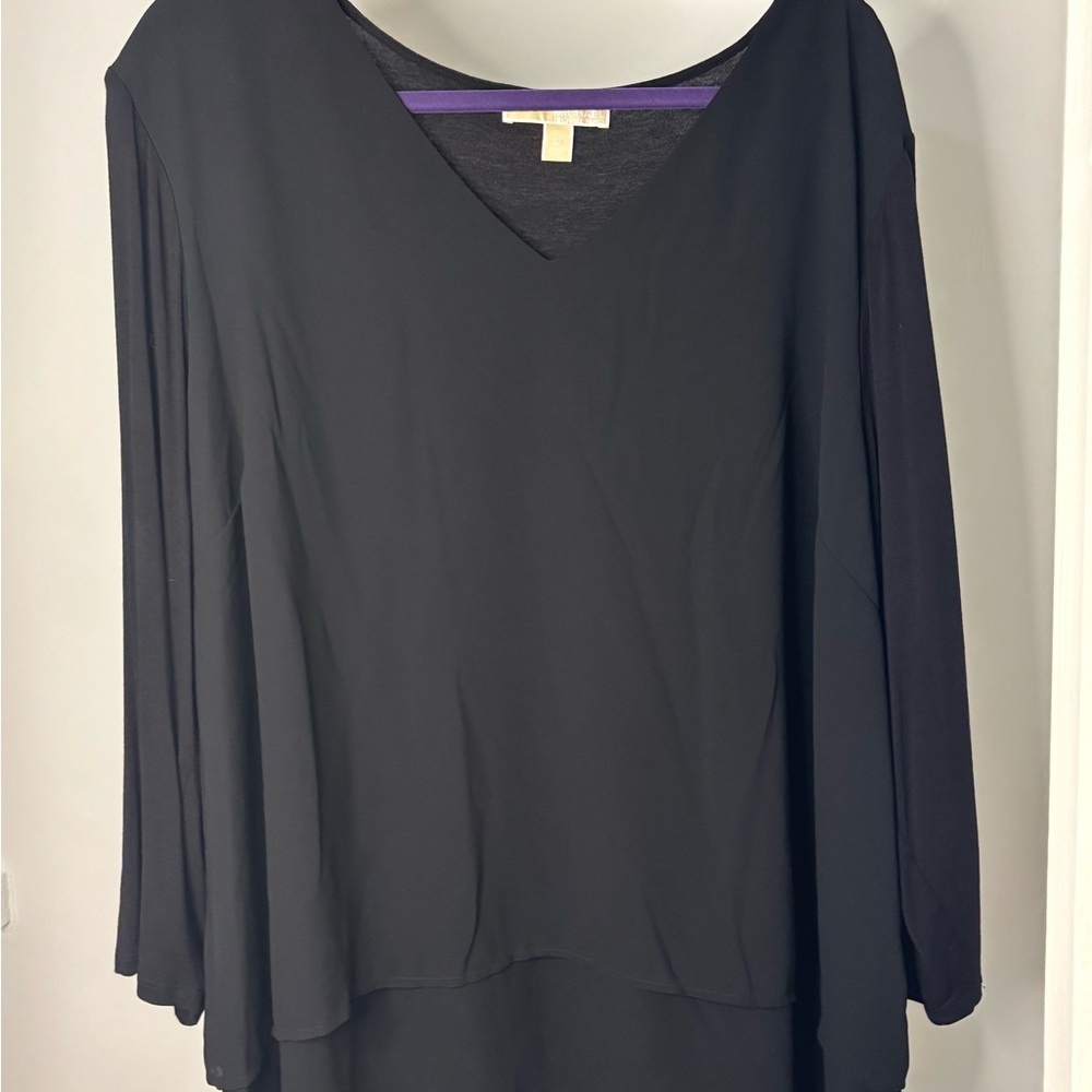 Michael Kors Black V-Neck Blouse